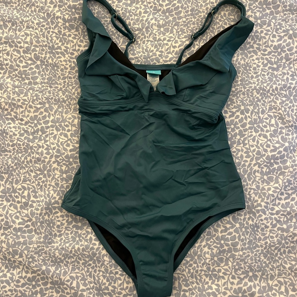 Green Ruffle One Piece Swimsuit